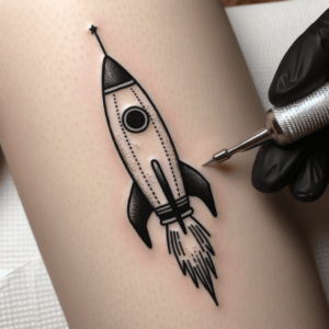 Stick And Poke Tattoo Of A Rocket