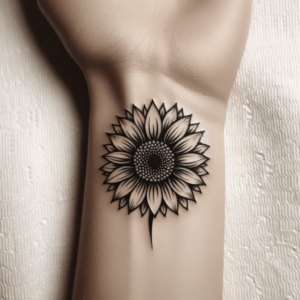 Stick And Poke Tattoo Of A Sunflower