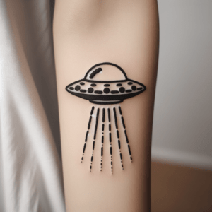Stick And Poke Tattoo Of A Ufo