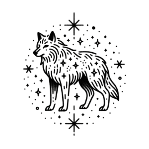 Stick And Poke Wolf With Stars