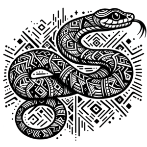 Stone Snake In Aztec Lines