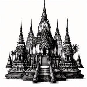 Sukhothai Ruins In A Thai Tattoo Style