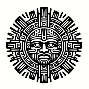 Sun God In Aztec Lines