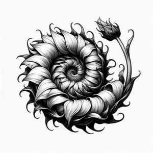 Sunflower Curled Up With A Flower
