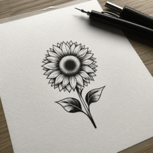 Sunflower In Minimalist Tattoo Design