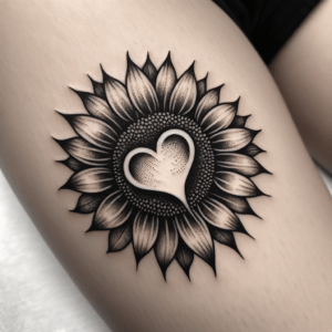 Sunflower With A Stick And Poke Heart