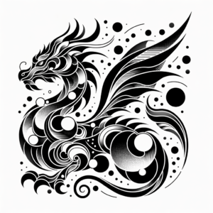 Surreal Dragon With Abstract Shapes