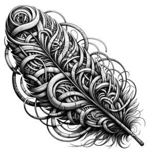 Surreal Feather With Abstract Shapes