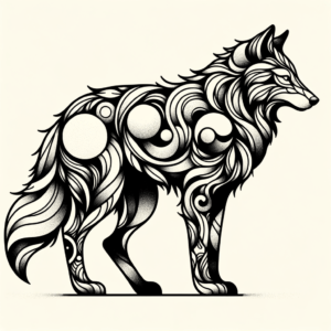 Surreal Wolf With Abstract Shapes
