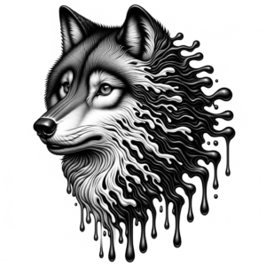 Surreal Wolf With Melting Features