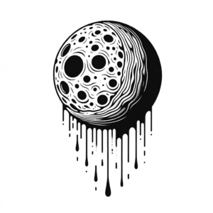 Surrealism Tattoo Of A Moon Dripping Paint