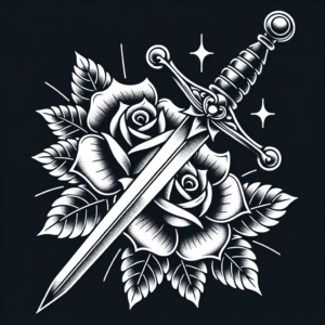 Sword And Rose In Traditional Style