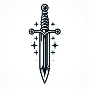 Sword Depicted In An American Traditional Tattoo