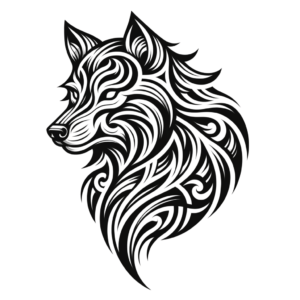 Symmetrical Tribal Wolf Tattoo