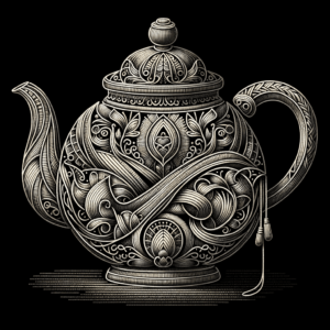 Teapot In An Embroidery Tattoo Style