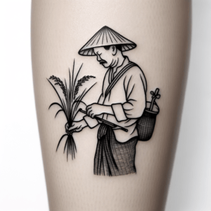 Thai Tattoo Of A Rice Farmer