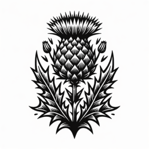 Thistle Depicted In A Blackwork Tattoo