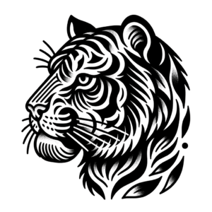 Tiger Depicted In An American Traditional Tattoo