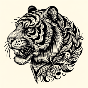 Tiger In An American Traditional Tattoo Style
