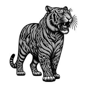 Tiger In Micro Realism Lines