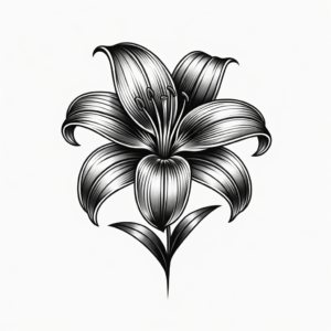 Tiger Lily In A Black And Grey AI Tattoo Style