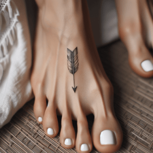 Tiny Arrow And Feather On The Middle Toe