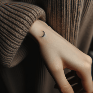 Tiny Crescent Moon On The Side Of The Hand