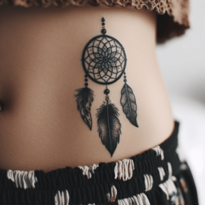 Tiny Dreamcatcher With Delicate Feathers And Beads