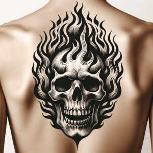 Tiny Flaming Skull With Intense Expression