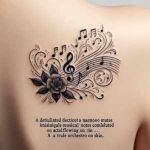 Tiny Musical Notes With Flowing Lines