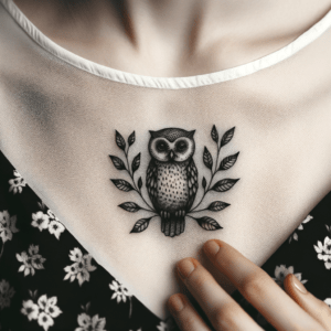 Tiny Owl With Leaves