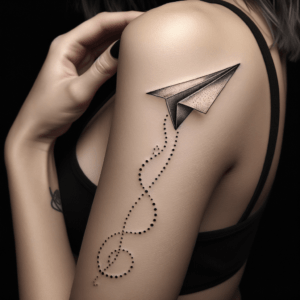 Tiny Paper Airplane With Dotted Trail