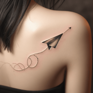 Tiny Paper Airplane With Dotted Trail