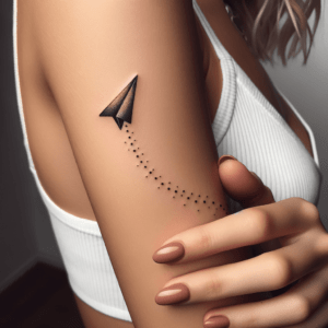 Tiny Paper Airplane With Dotted Trail