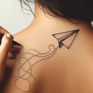 Tiny Paper Airplane With Dotted Trail