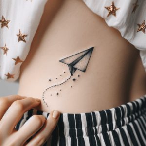 Tiny Paper Airplane With Dotted Trail