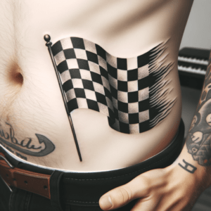 Tiny Racing Flag With Checkered Pattern And Waving Lines