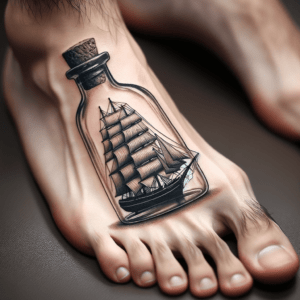 Tiny Ship In A Bottle With Detailed Sails