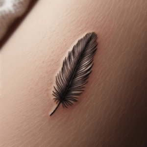 Tiny Stick And Poke Feather Design