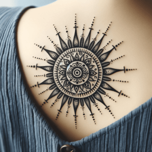 Tiny Tribal Sun With Radiating Rays