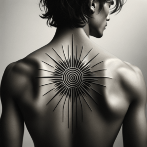 Tiny Tribal Sunburst With Radiating Lines