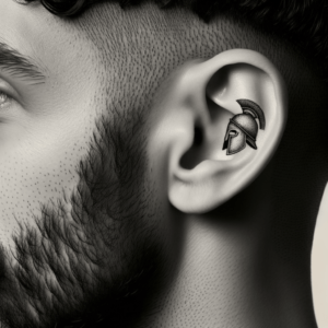Tiny Warrior Helmet Behind The Ear
