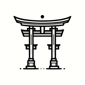 Torii Gate In Japanese Lines