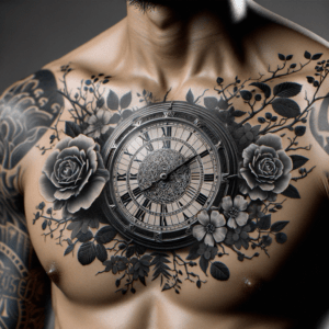Traditional Clock With Flowers