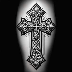 Traditional Cross Tattoo With Ornate Design