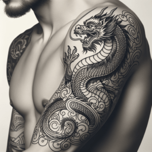 Traditional Dragon Design On A Man’S Inner Bicep