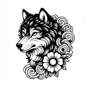 Traditional Japanese Wolf Design