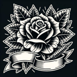 Traditional Old-School Rose With Banner