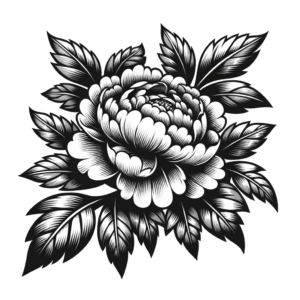 Traditional Peony With Leaves