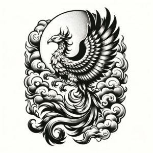Traditional Phoenix With Clouds